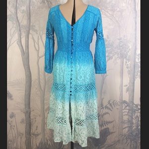 NWT Magic Blue Ombré Button Vacation Dress